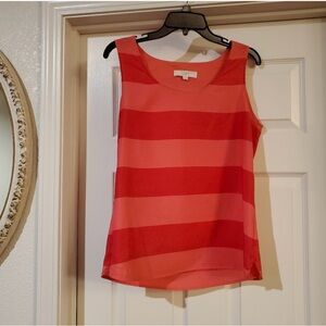 LOFT Bold Red Striped Tank Top